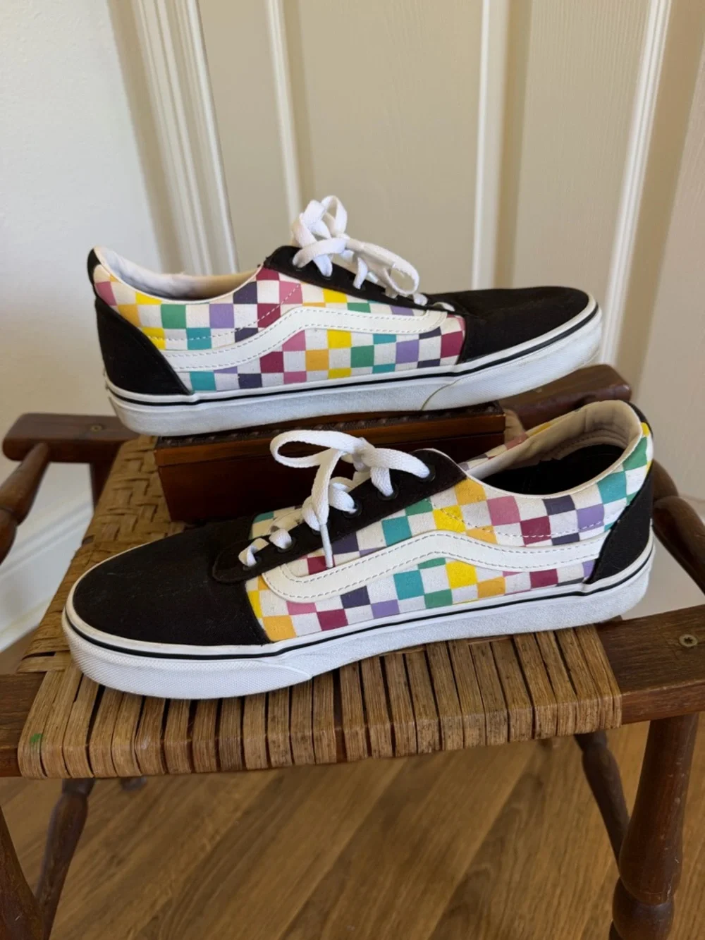 Vans Old Skool Colorblock Checkerboard Sneakers Women11 Multicolor Skate Shoes - Picture 2 of 7